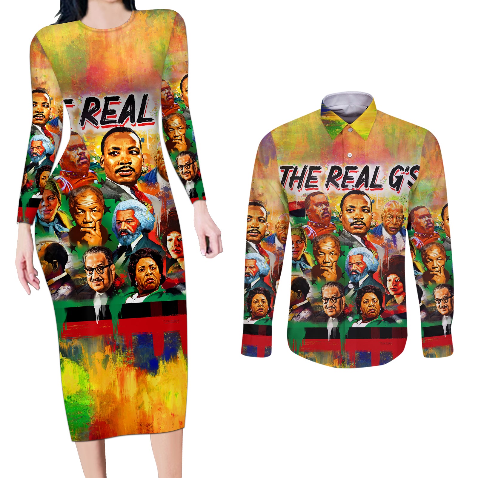 the-real-gs-couples-matching-long-sleeve-bodycon-dress-and-long-sleeve-button-shirts-civil-rights-leaders