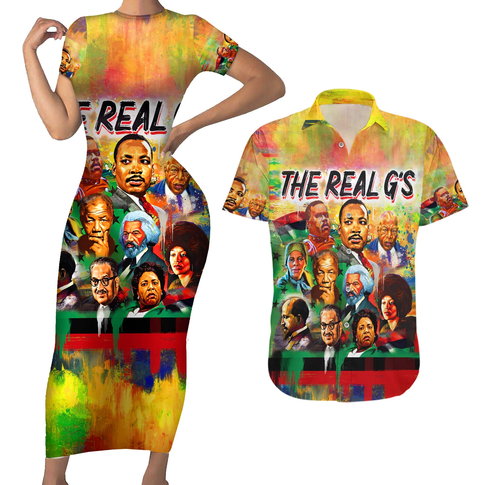 the-real-gs-couples-matching-short-sleeve-bodycon-dress-and-hawaiian-shirt-civil-rights-leaders