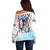 Skull Girl Off Shoulder Sweater Never Fck Given - Wonder Print Shop