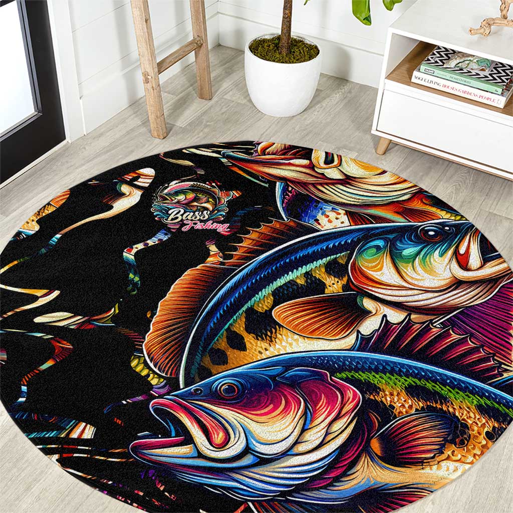 Peacock Bass Fishing Round Carpet Waves Art