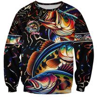 Peacock Bass Fishing Sweatshirt Waves Art