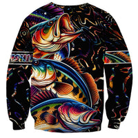 Peacock Bass Fishing Sweatshirt Waves Art
