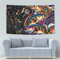Peacock Bass Fishing Tapestry Waves Art