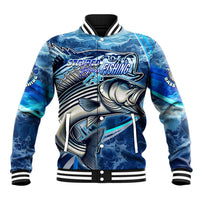 Striped Bass Fishing Baseball Jacket Ocean Waves