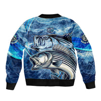 Striped Bass Fishing Bomber Jacket Ocean Waves
