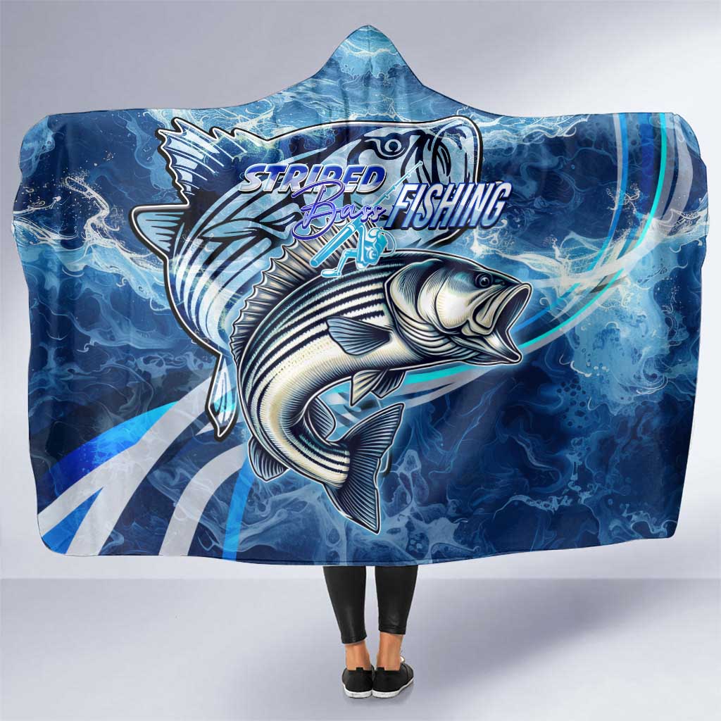 Striped Bass Fishing Hooded Blanket Ocean Waves