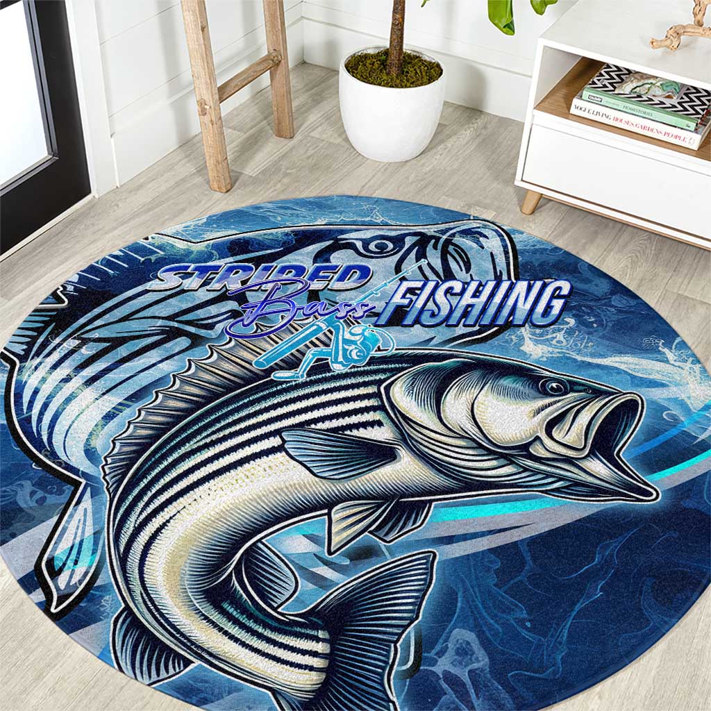 Striped Bass Fishing Round Carpet Ocean Waves