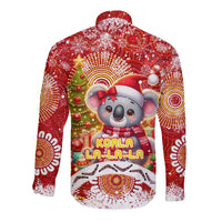 Koality Christmas Long Sleeve Button Shirt Cute Aussie Koala Holiday - Wonder Print Shop