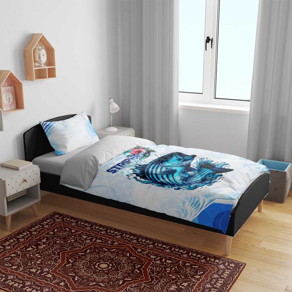Striped Bass Whisperer Bedding Set Tropical Wave Fishing Design - Wonder Print Shop
