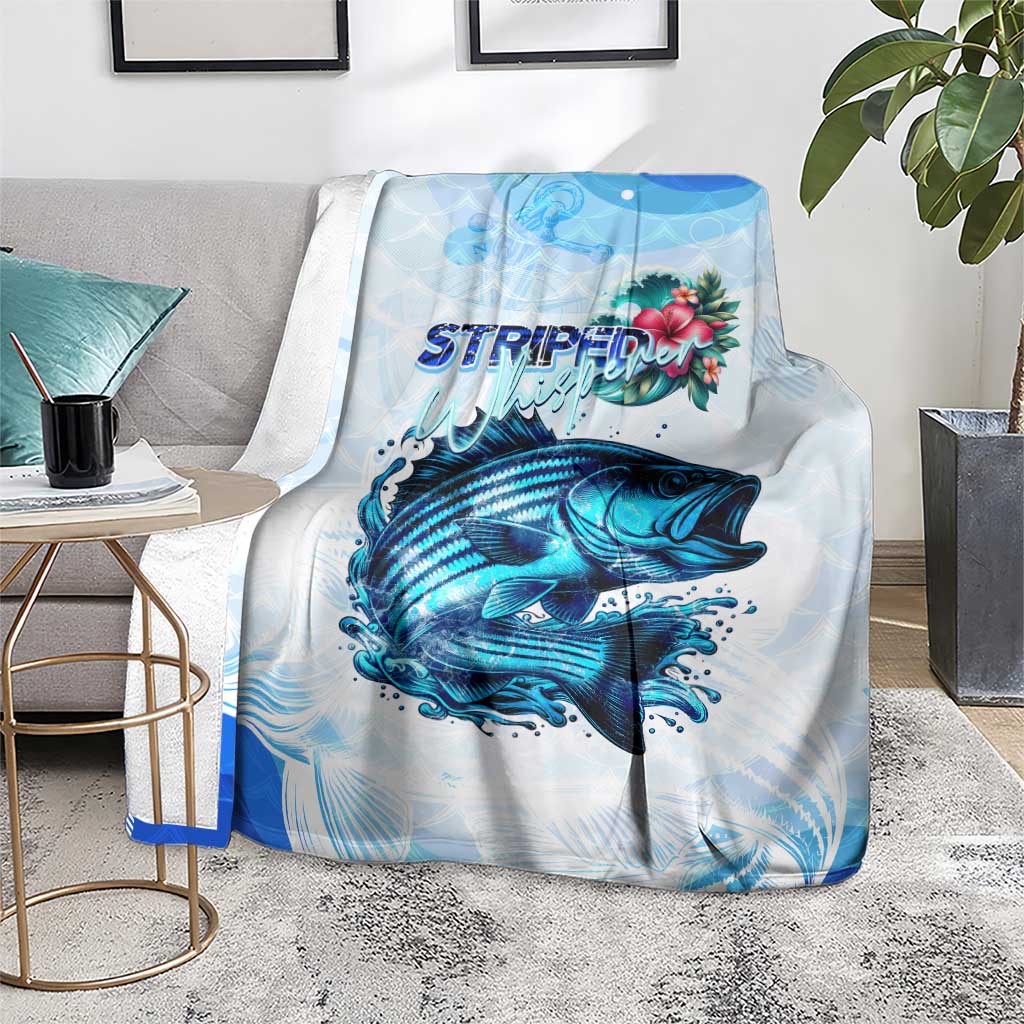 Striped Bass Whisperer Blanket Tropical Wave Fishing Design - Wonder Print Shop