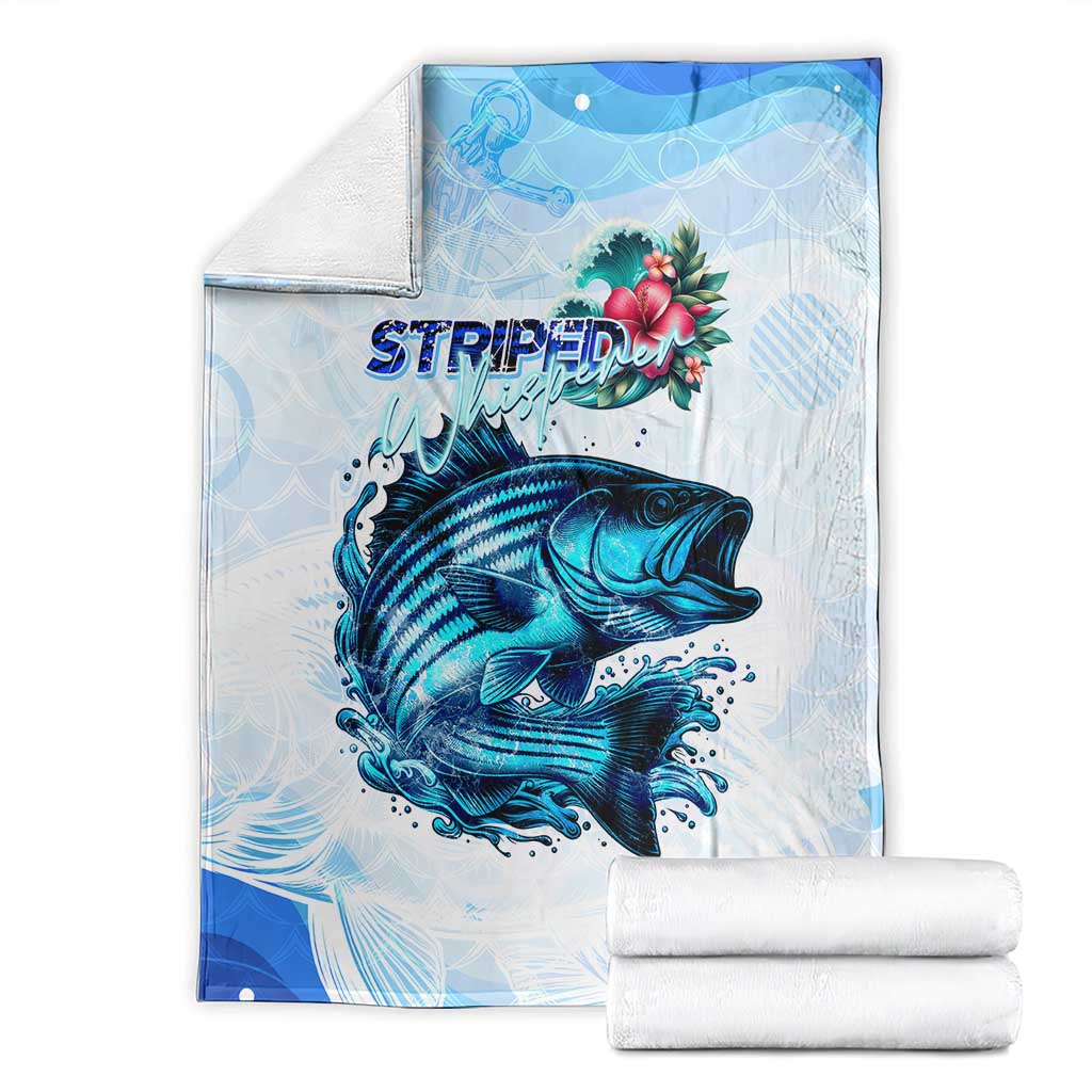 Striped Bass Whisperer Blanket Tropical Wave Fishing Design - Wonder Print Shop