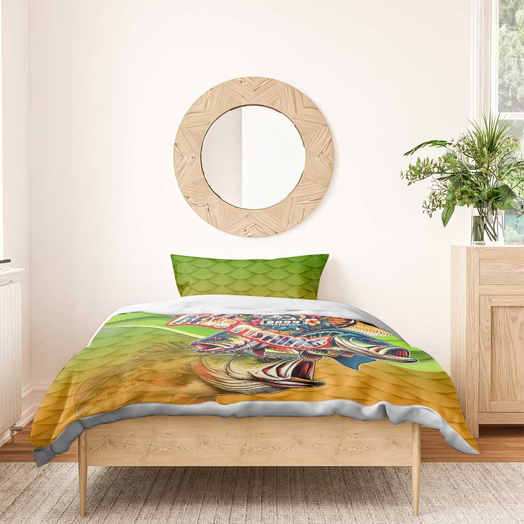 Bass Fishing Bedding Set Tropical Explosion Angler Design - Wonder Print Shop