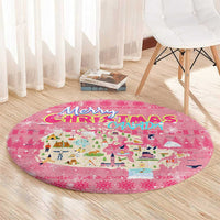 Merry Christmas Canada Round Carpet Xmas Travel Map - Wonder Print Shop