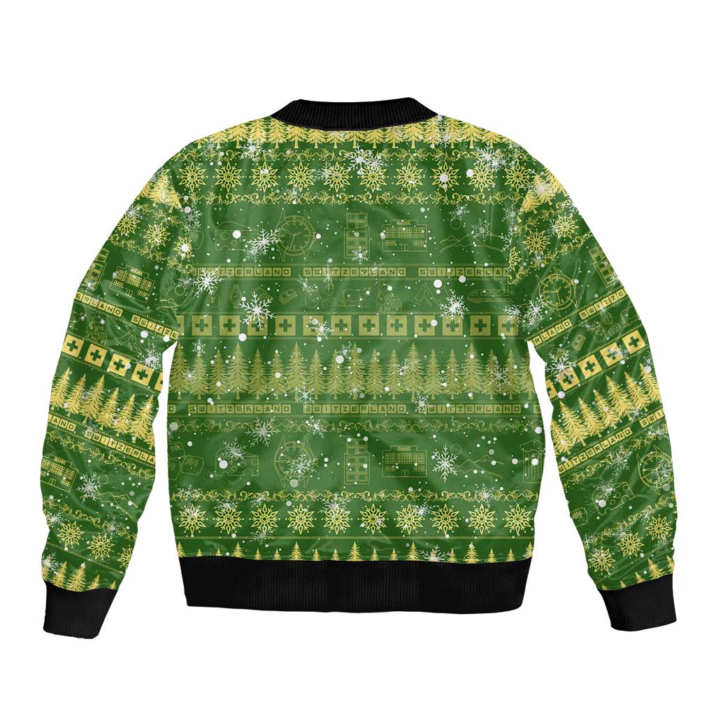 Merry Christmas Switzerland Bomber Jacket Xmas Travel Map - Wonder Print Shop