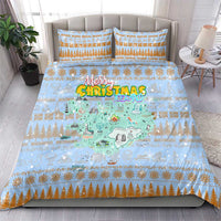 Merry Christmas Iceland Bedding Set Xmas Travel Map - Wonder Print Shop