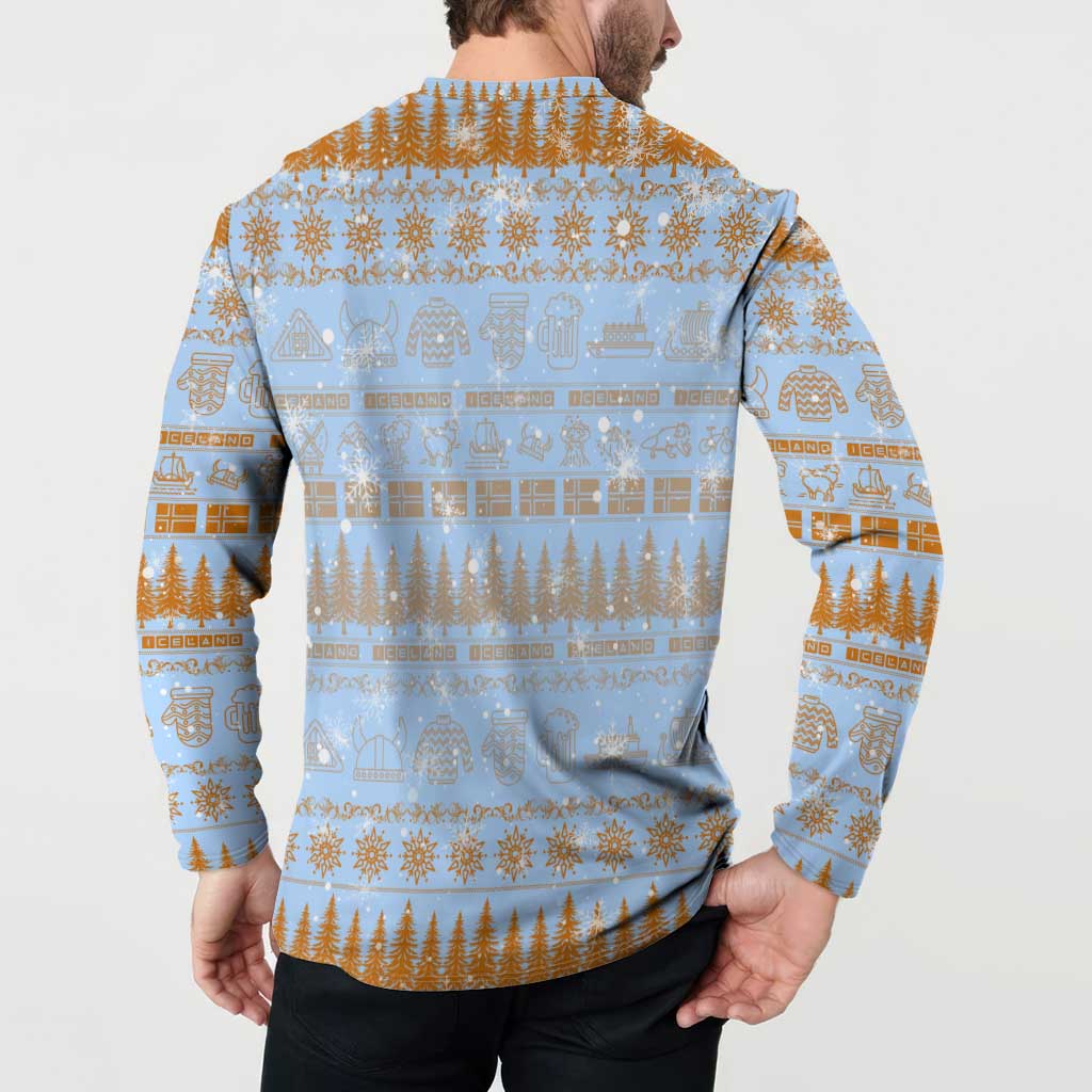 Merry Christmas Iceland Button Sweatshirt Xmas Travel Map - Wonder Print Shop