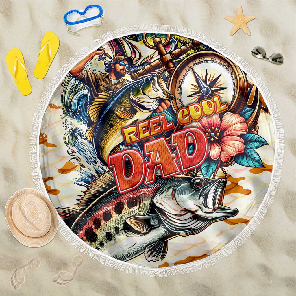 Bass Fishing Reel Cool Dad Beach Blanket Tropical Vintage