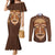 African Women Couples Matching Mermaid Dress and Long Sleeve Button Shirt Tribal Ethnic Mask