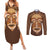 African Women Couples Matching Summer Maxi Dress and Long Sleeve Button Shirt Tribal Ethnic Mask - Wonder Print Shop