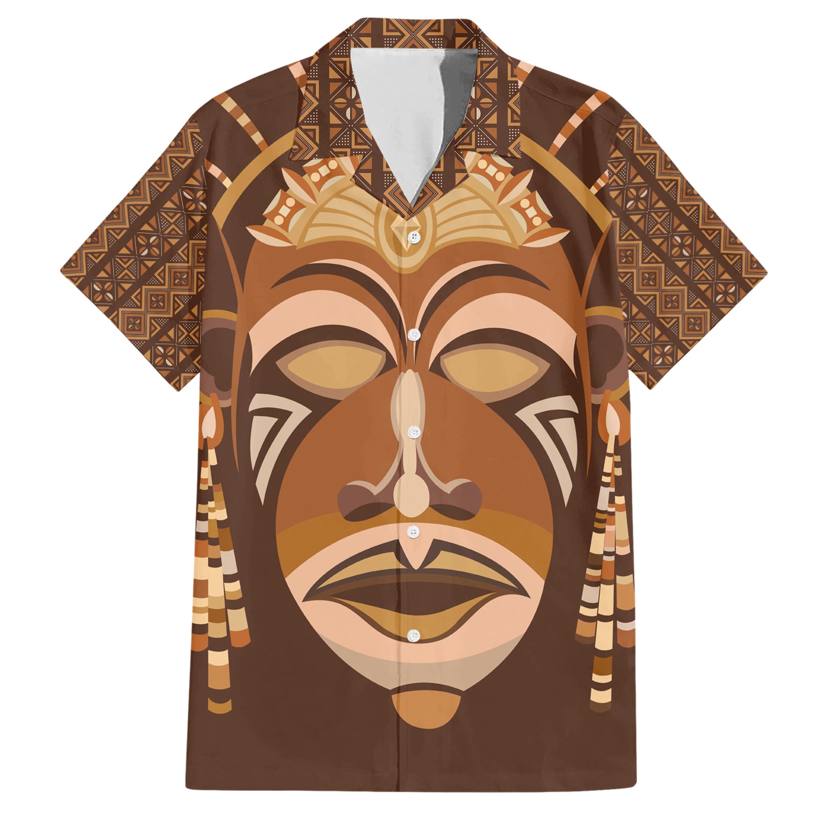 African Women Hawaiian Shirt Tribal Ethnic Mask - Wonder Print Shop