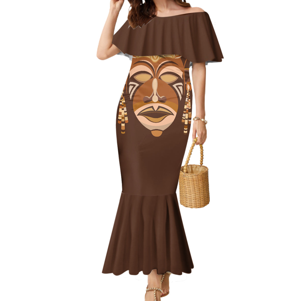 African Women Mermaid Dress Tribal Ethnic Mask