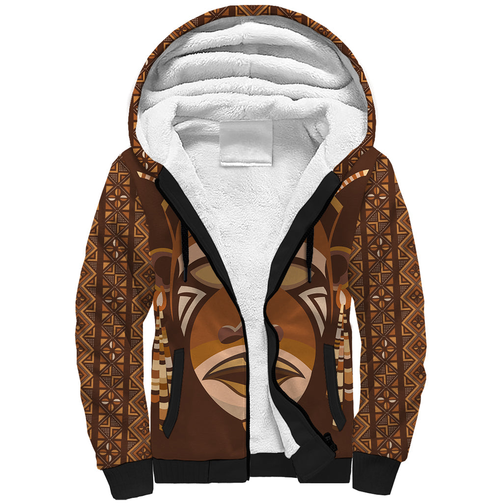 African Women Sherpa Hoodie Tribal Ethnic Mask