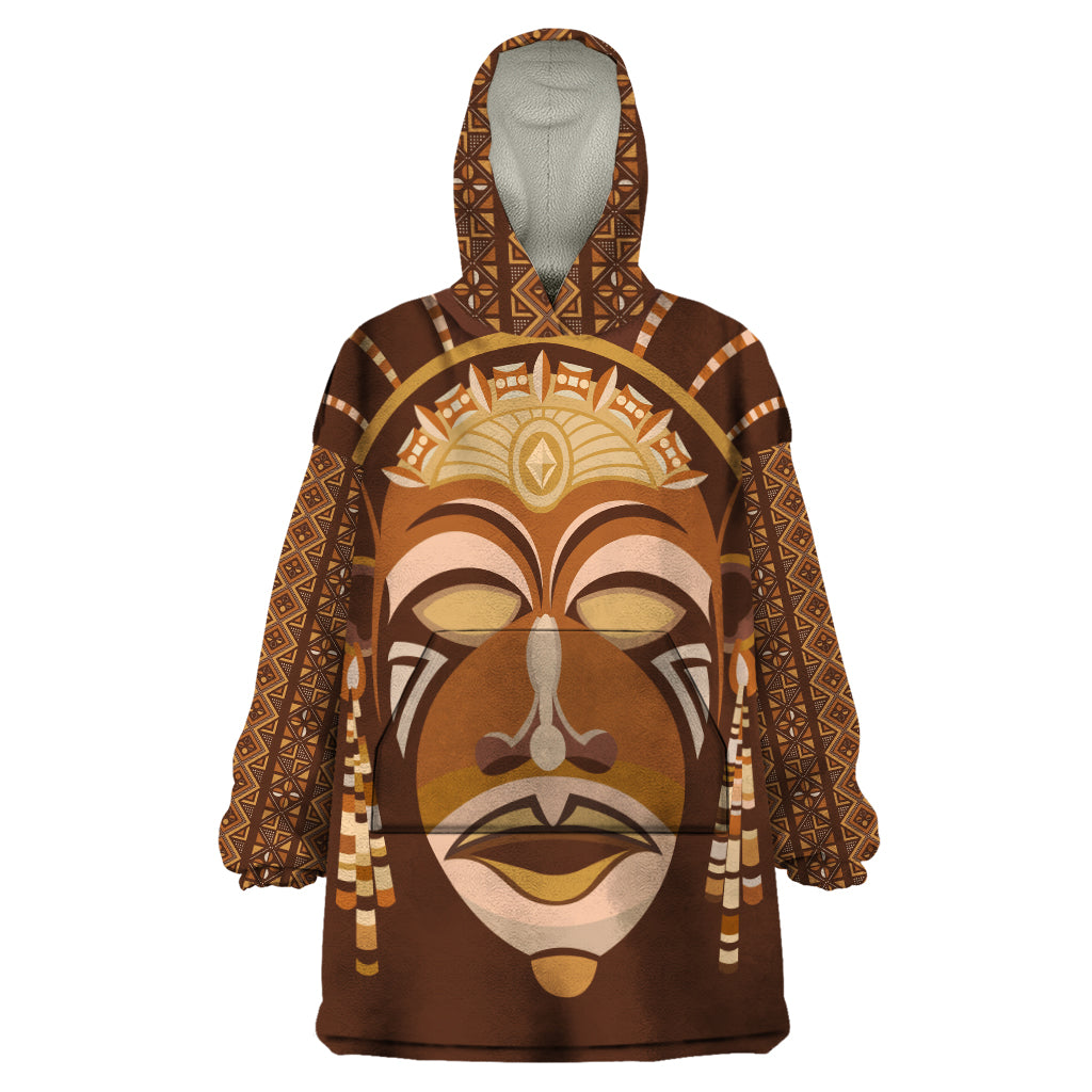 African Women Wearable Blanket Hoodie Tribal Ethnic Mask