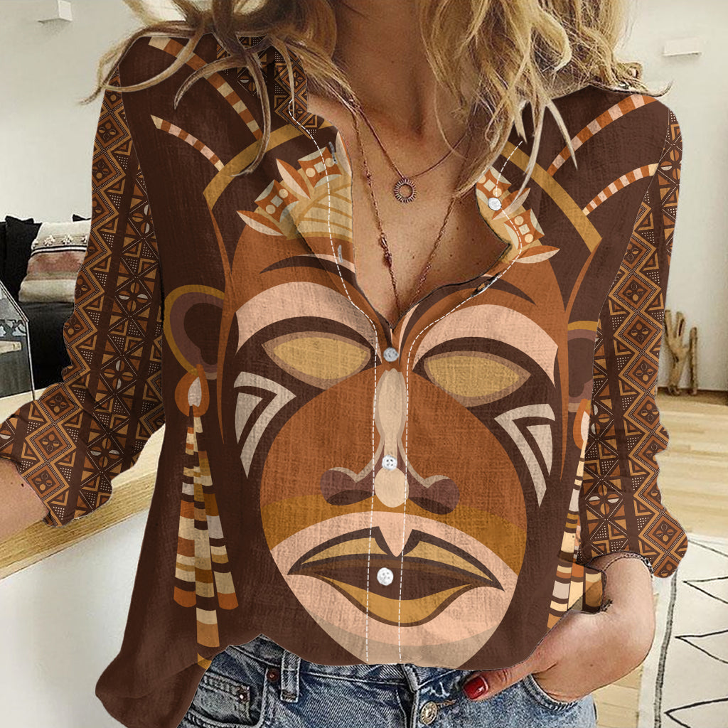 African Women Women Casual Shirt Tribal Ethnic Mask