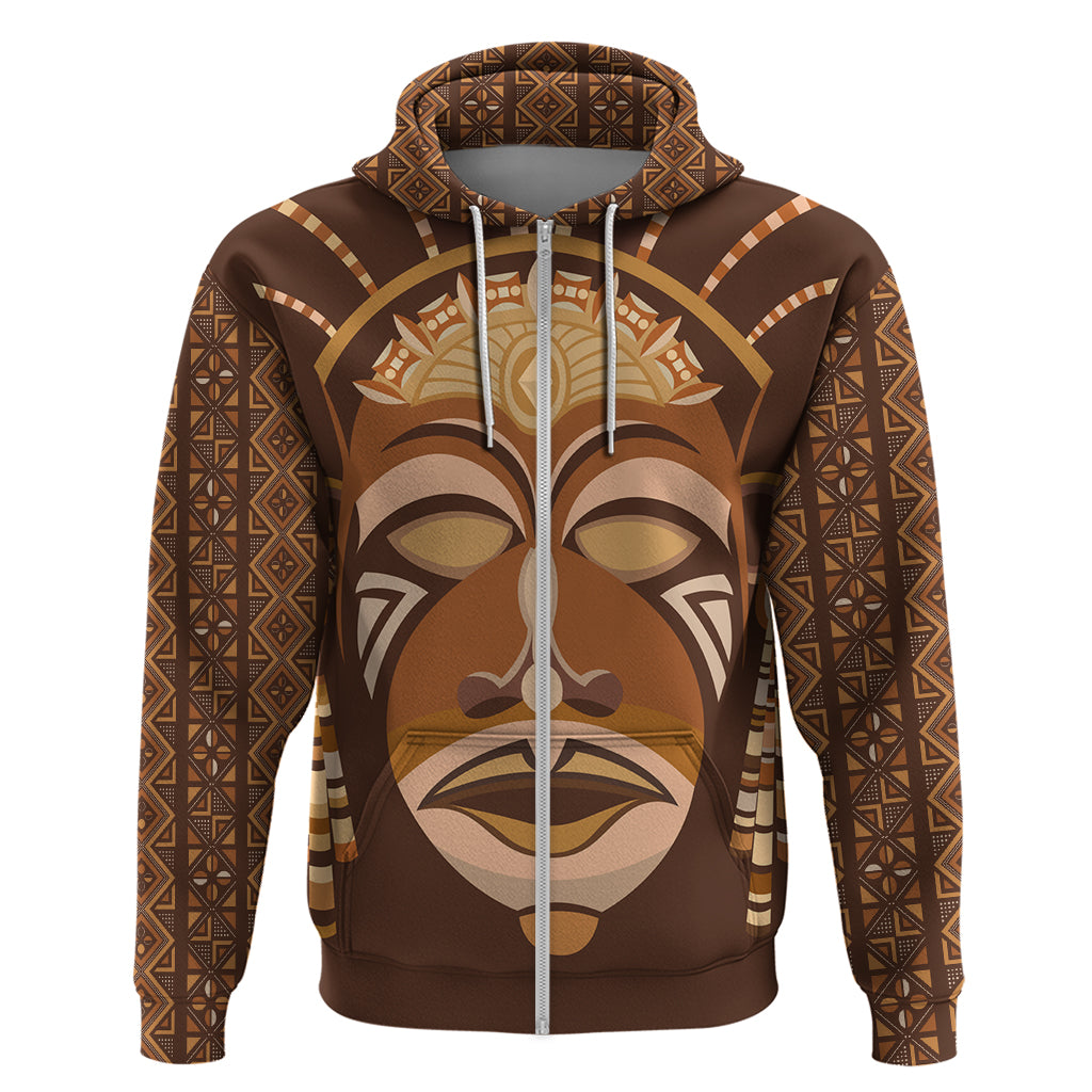 African Women Zip Hoodie Tribal Ethnic Mask