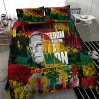 Black History Month duvet set featuring Freedom Is Never Given It Is Won artwork