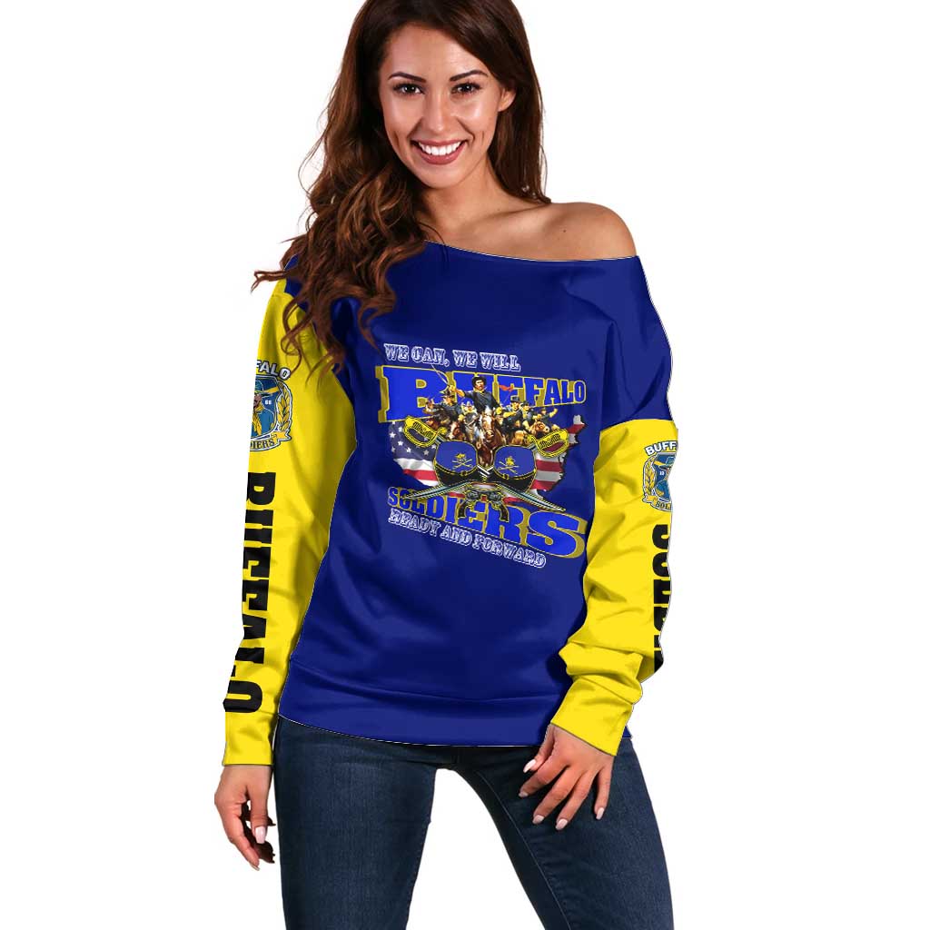 We Can We Will Buffalo Soldiers Off Shoulder Sweater Ready and Forward