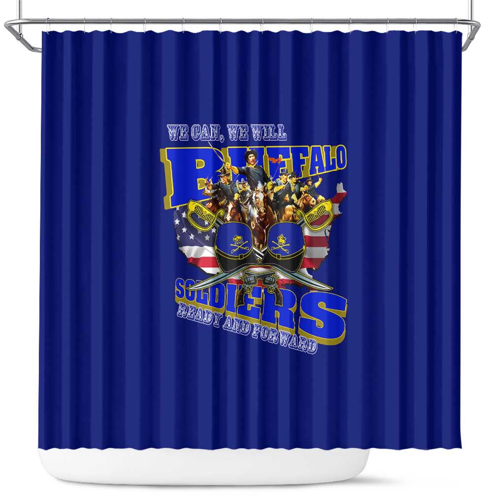 We Can We Will Buffalo Soldiers Shower Curtain Ready and Forward