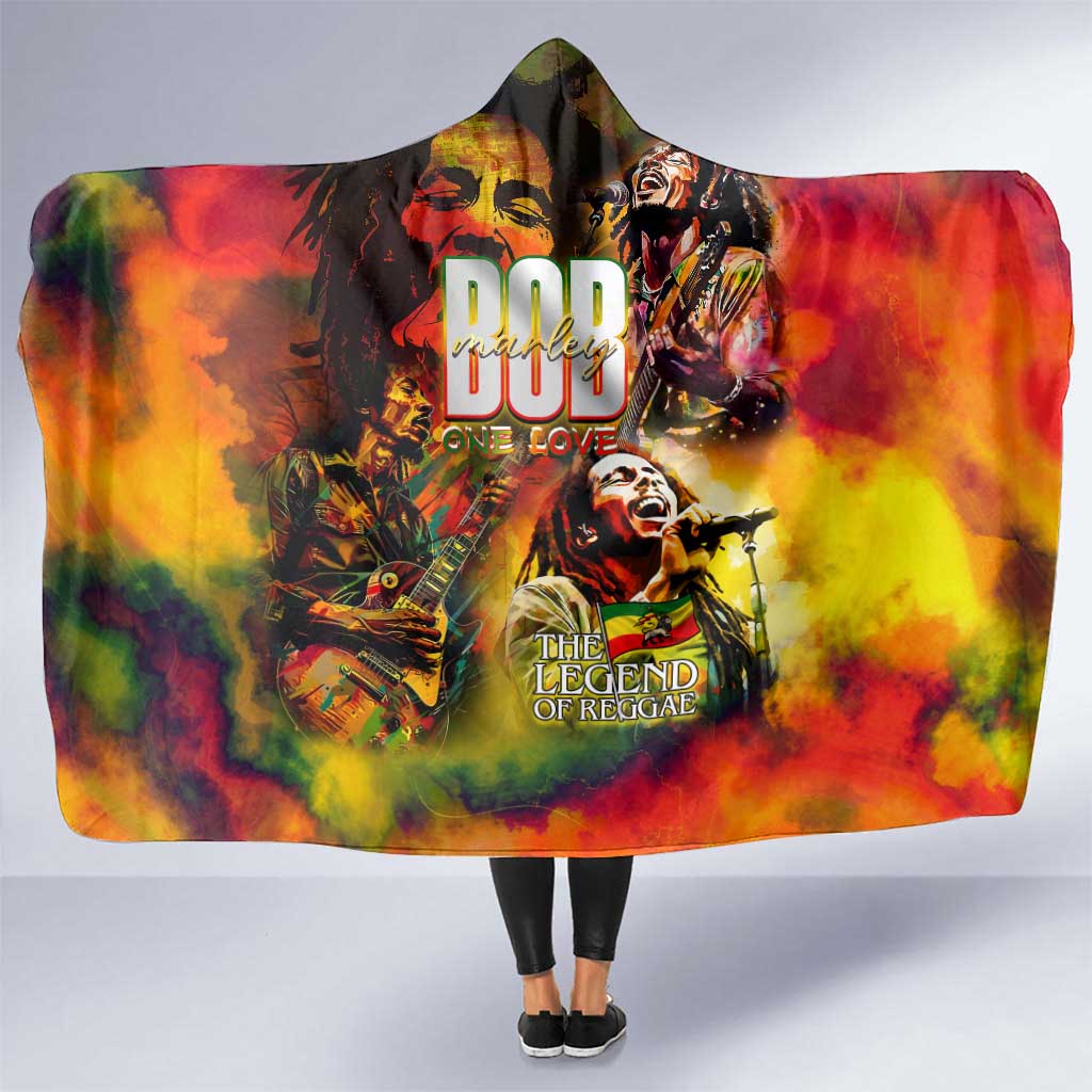 The Legend of Reggae Hooded Blanket Bob One Love Colorful Art