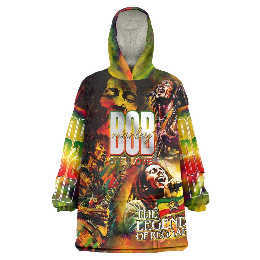 The Legend of Reggae Wearable Blanket Hoodie Bob One Love Colorful Art