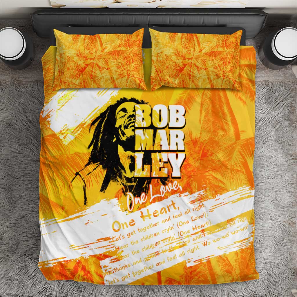 Legend Bob Reggae Bedding Set One Love One Heart Tropical Leaf