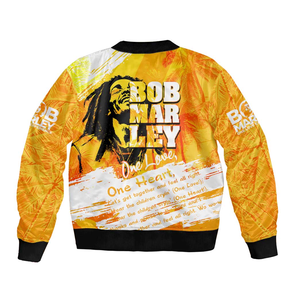 Legend Bob Reggae Bomber Jacket One Love One Heart Tropical Leaf