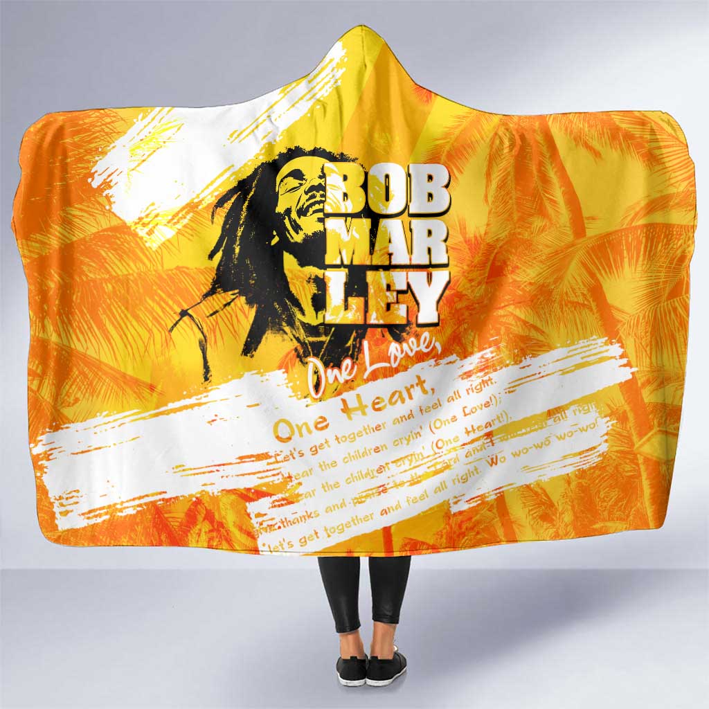 Legend Bob Reggae Hooded Blanket One Love One Heart Tropical Leaf