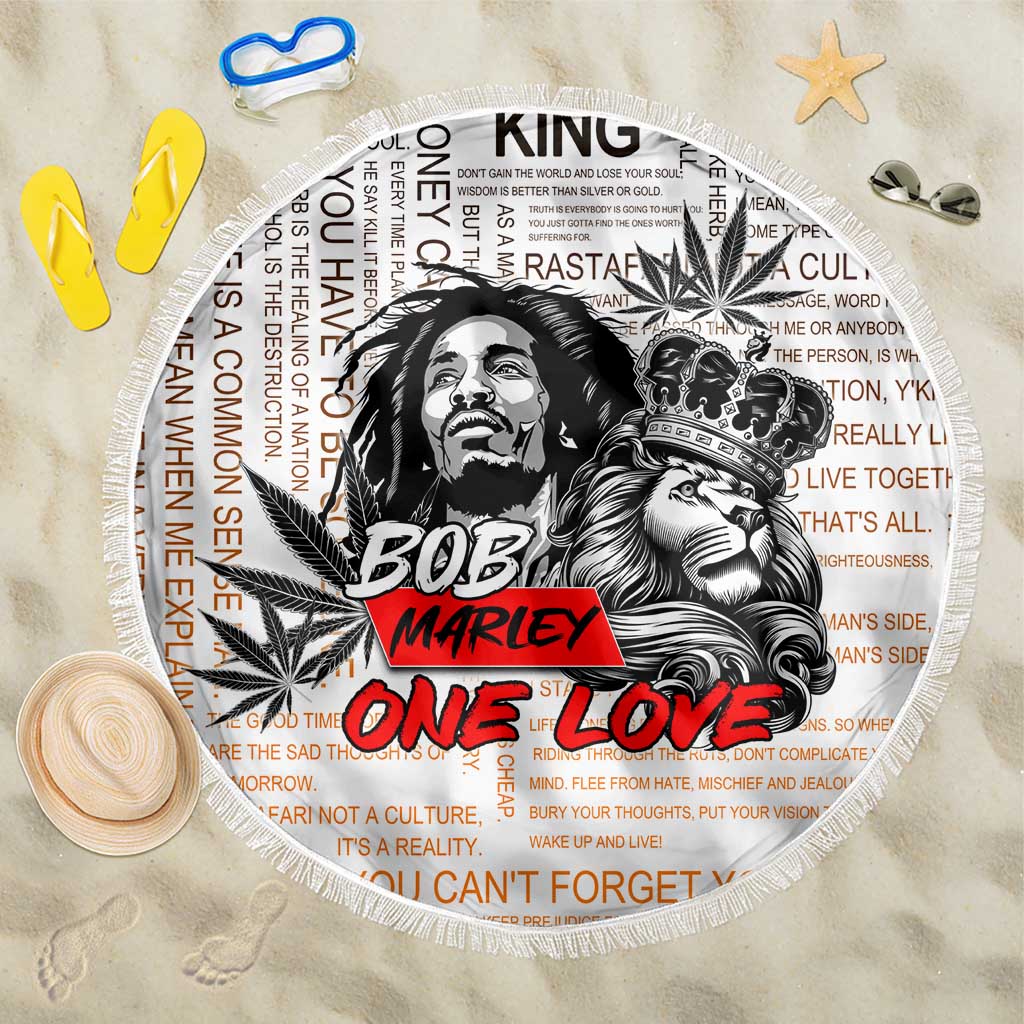 King of Reggae Legend Bob Beach Blanket Lion Rastafari Cannabis Typography Style