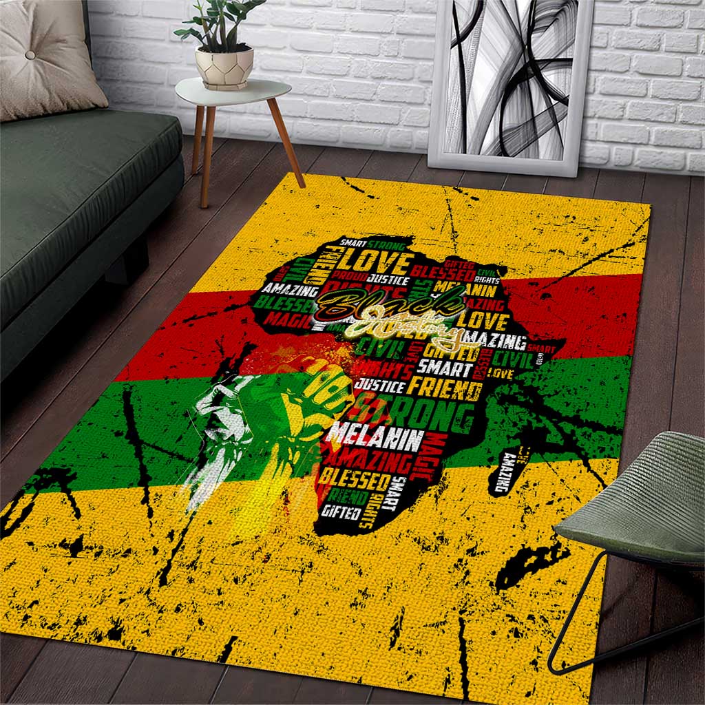 Black History Month Area Rug Strength Love and Justice Typography