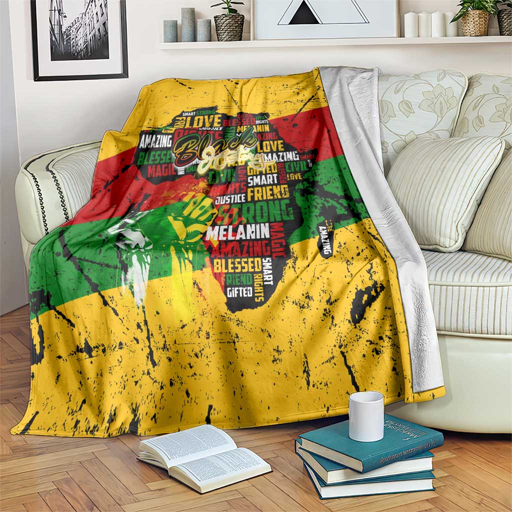 Black History Month Blanket Strength Love and Justice Typography