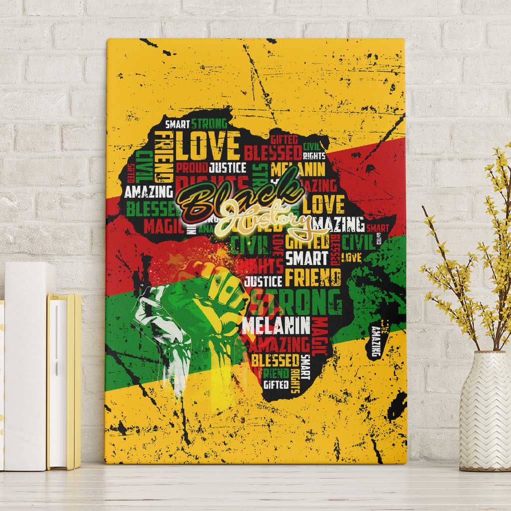 Black History Month Canvas Wall Art Strength Love and Justice Typography