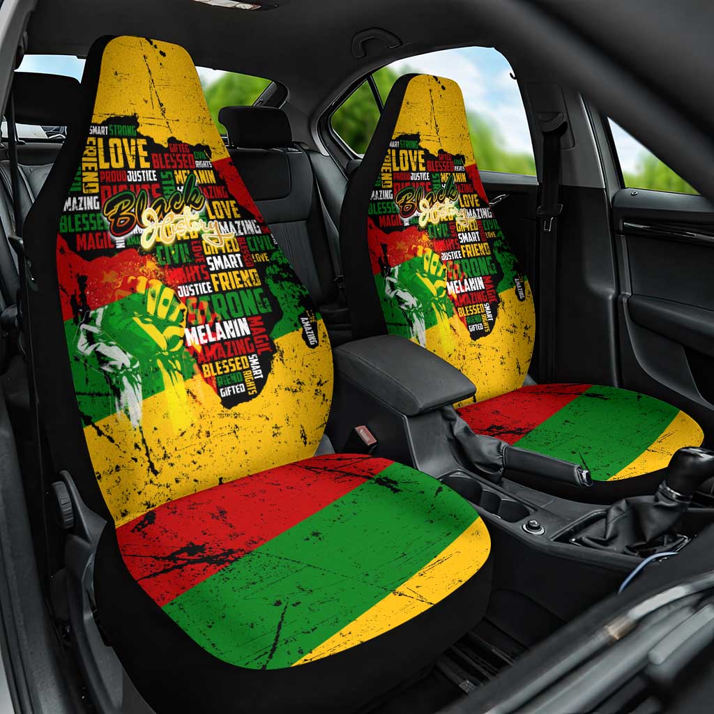 Black History Month Car Seat Cover Strength Love and Justice Typography