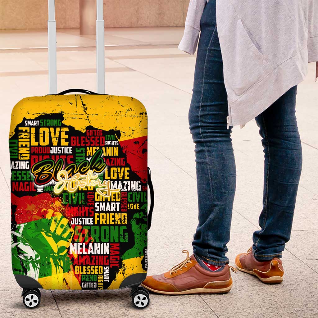 Black History Month Luggage Cover Strength Love and Justice Typography