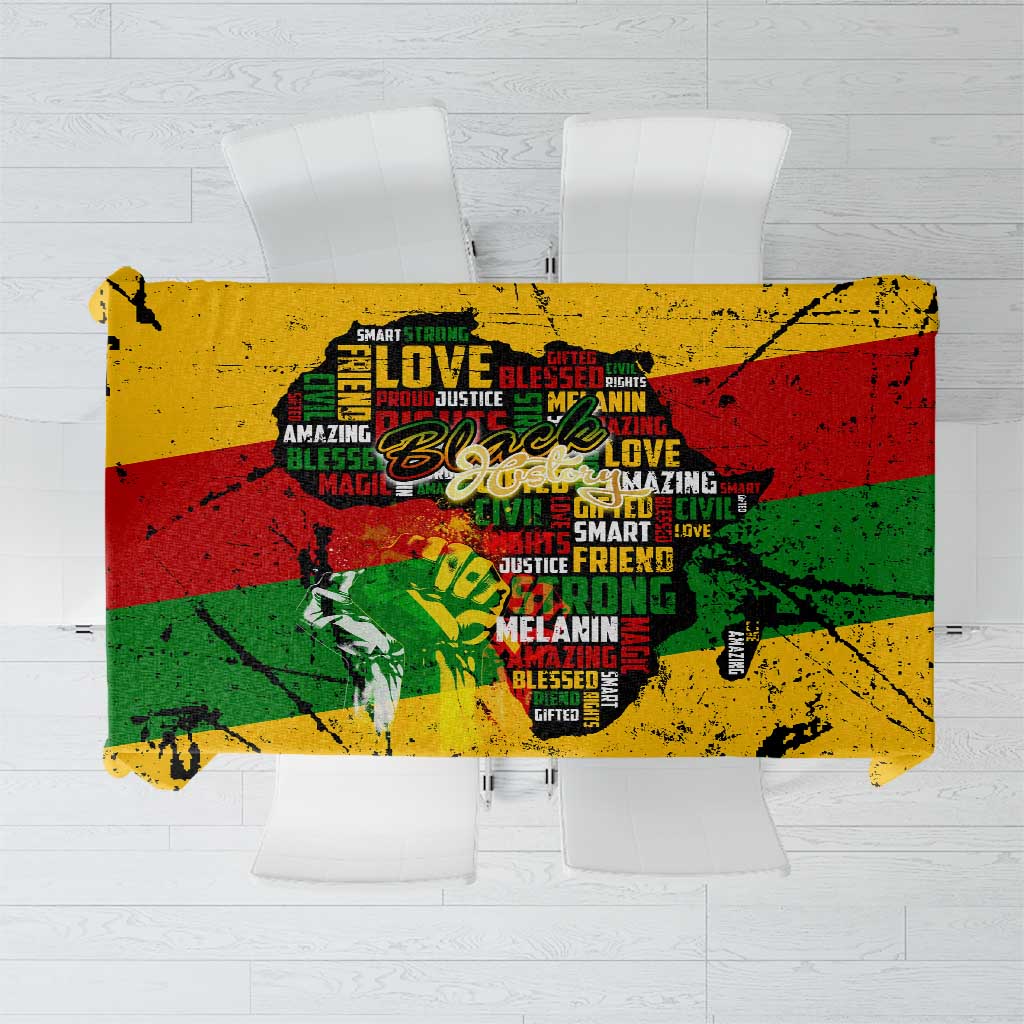 Black History Month Tablecloth Strength Love and Justice Typography