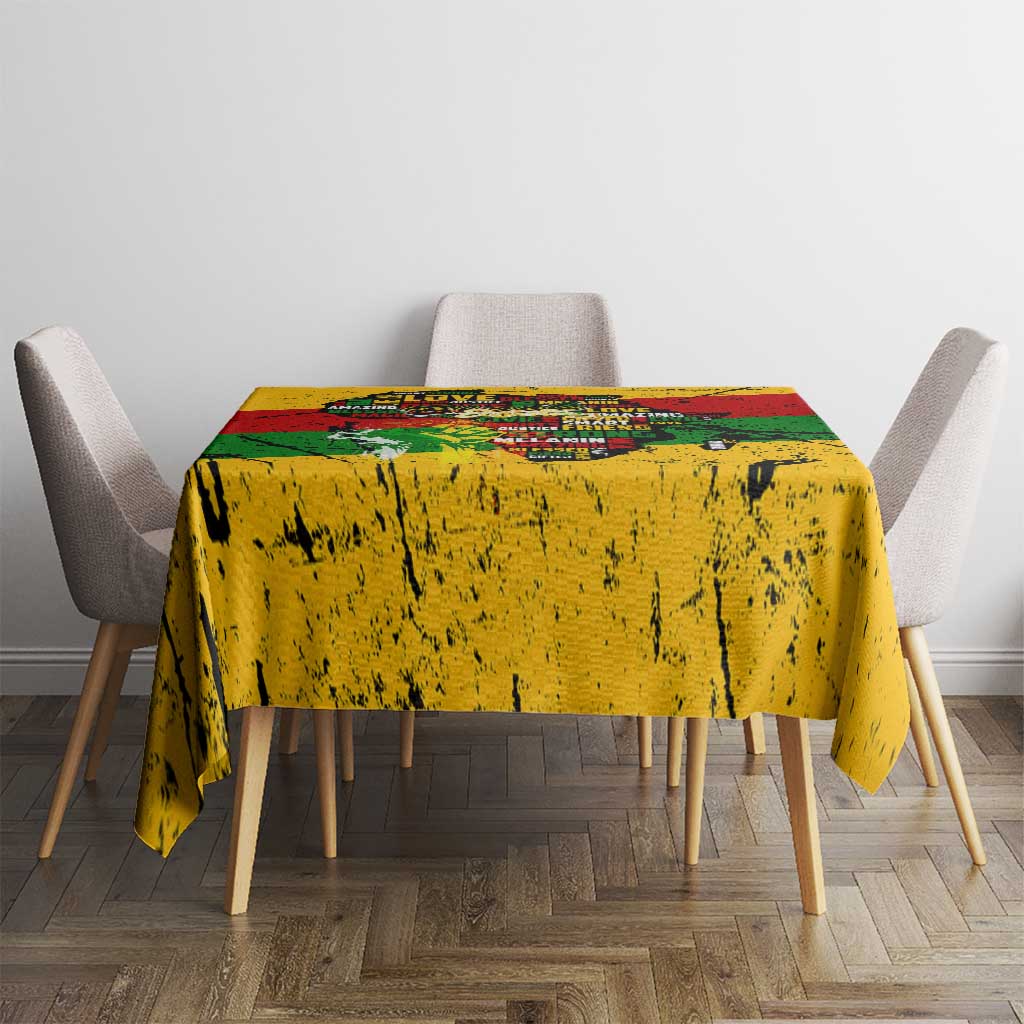 Black History Month Tablecloth Strength Love and Justice Typography