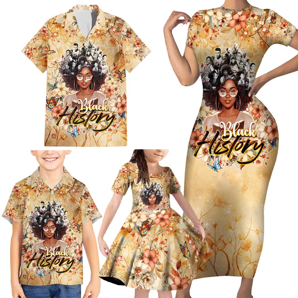 Black History My Roots Family Matching Short Sleeve Bodycon Dress and Hawaiian Shirt Civil Rights Leaders African Women