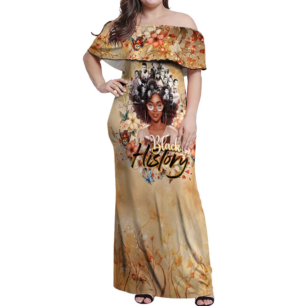 Black History My Roots Off Shoulder Maxi Dress Civil Rights Leaders African Women