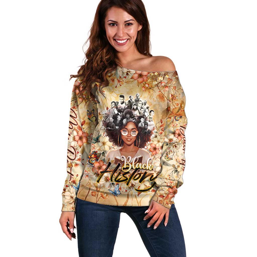 Black History My Roots Off Shoulder Sweater Civil Rights Leaders African Women