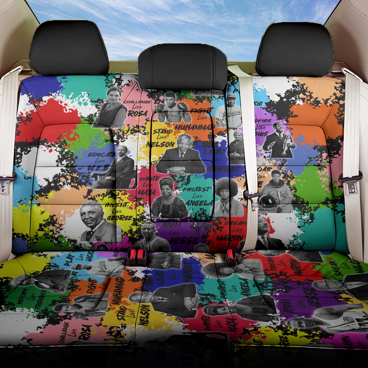 Black History Month Back Car Seat Cover African American Paint Splashes