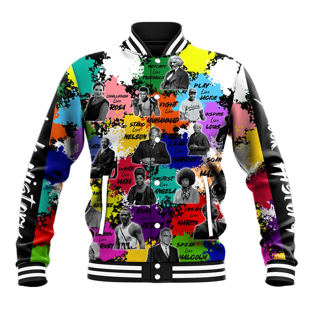 Black History Month Baseball Jacket African American Paint Splashes